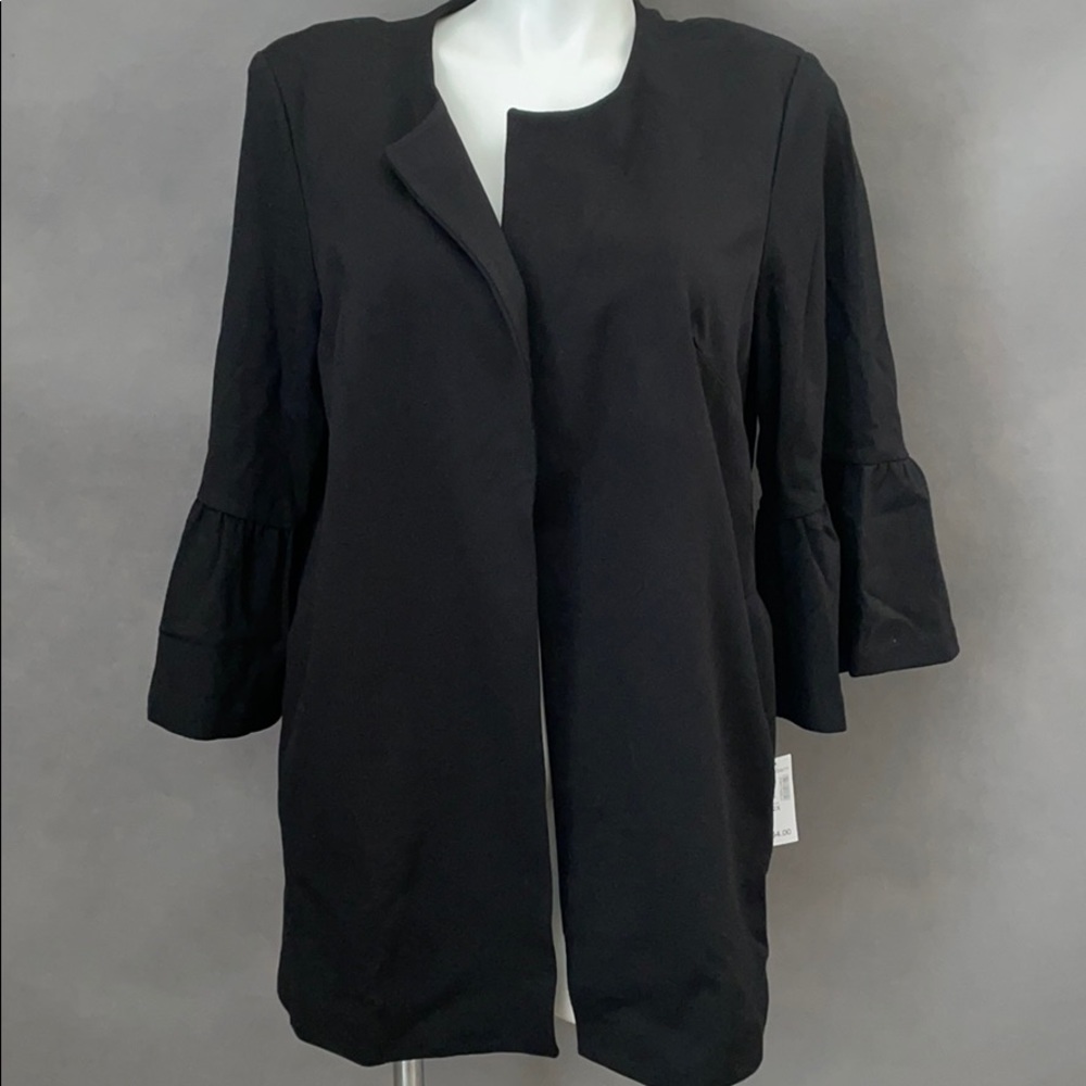 NWT Roz & Ali Black Longline Open Jacket